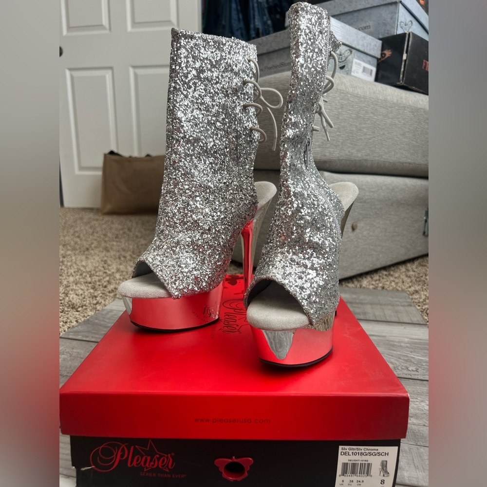 Pleaser Heels Chrome/Glitter